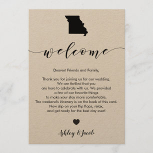 Missouri Wedding Welcome Letter & Itinerary Card
