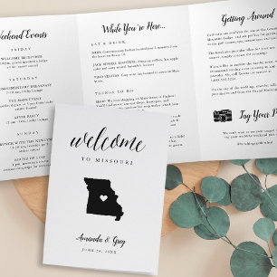 Missouri Wedding Welcome Letter & Itinerary Tri-Fold Programme