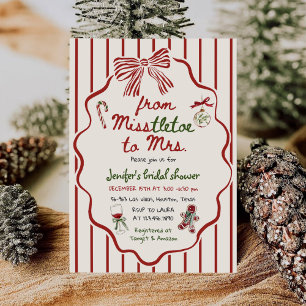Misstletoe to Mrs Hand Drawn Bridal Shower Invitation