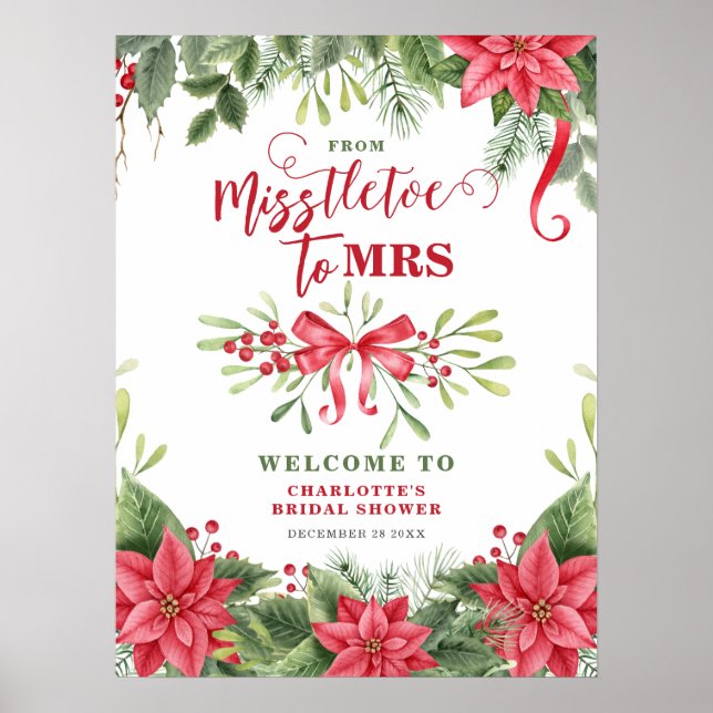 Misstletoe To Mrs. Winter Bridal Shower Welcome Poster (Front)