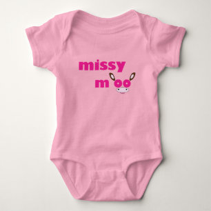 Missy Moo Cow Logo Pink Baby Bodysuit