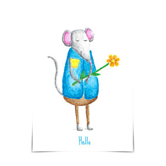 Missy Mouse Holding a Flower "Just Because" Card