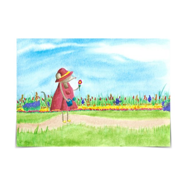 Missy Mouse in Summer Garden Thinking of You Card (Creator Uploaded)