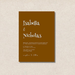Mist Blue & Brown Minimalist Clean Modern Wedding Invitation