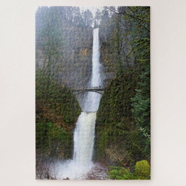 Mist & Fog of Multnomah Falls, Oregon - 20x30 inch Jigsaw Puzzle (Vertical)