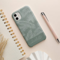 Mist Green Tropical Botanical Palm Leaves Pattern
