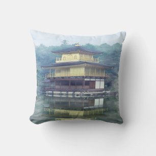 Mist on the Golden Pavilion at Kinkakuji Temple - Cushion