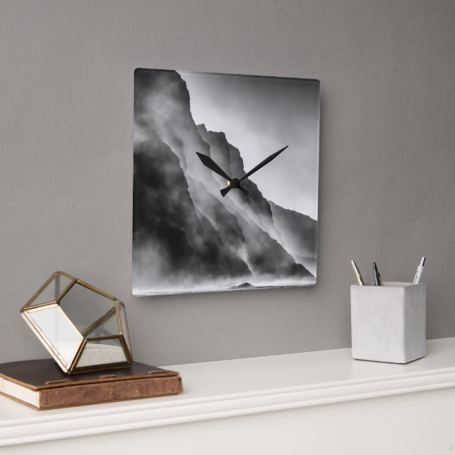 Mist on the rocks square wall clock (Office)