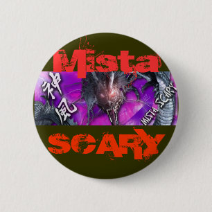Mista SCARY Bright Purple Dragon Red logo Button
