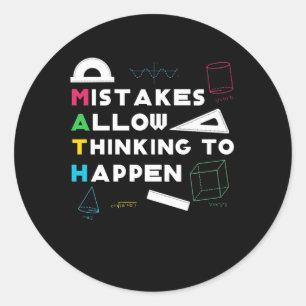 Mistake Allow Thinking Happen Math Lover Classic Round Sticker