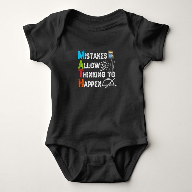 Mistakes Allow Thinking To Happen - Funny Math Baby Bodysuit (Front)
