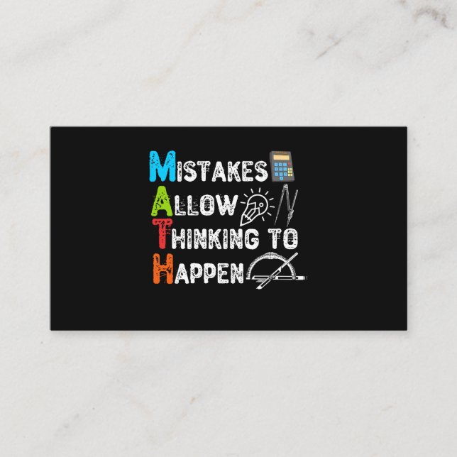 Mistakes Allow Thinking To Happen - Funny Math Business Card (Front)