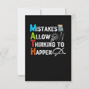 Mistakes Allow Thinking To Happen - Funny Math Thank You Card