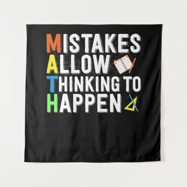 Mistakes Allow Thinking To Happen Math Day Tapestry (Front)