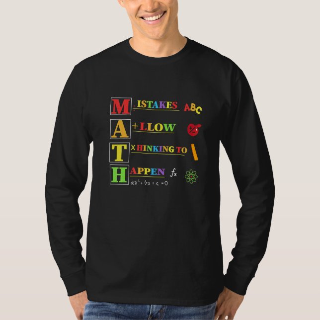 Mistakes Allow Thinking To Happen Math Quotes Back T-Shirt (Front)