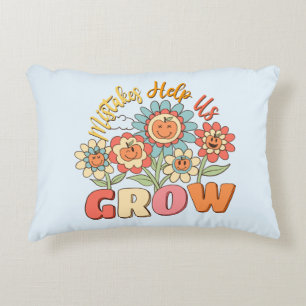 Mistakes Help Us Grow Playful Floral Motivation Decorative Cushion