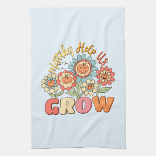 Mistakes Help Us Grow Playful Floral Motivation Tea Towel