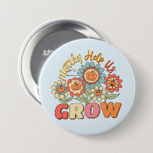 Mistakes Help Us Grow –Playful Floral Motivational 7.5 Cm Round Badge