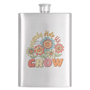 Mistakes Help Us Grow –Playful Floral Motivational Hip Flask