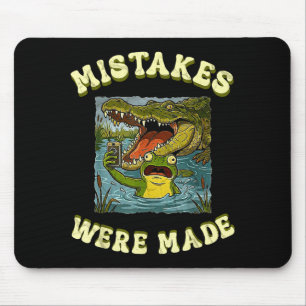 Mistakes made funny frog crocodile selfie vintage mouse pad