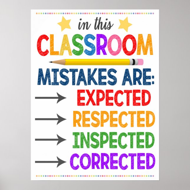 Mistakes Mean You Are Trying Classroom Poster (Front)