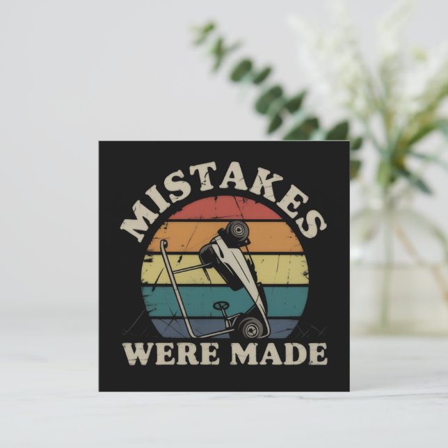 Mistakes Were Made Funny Golf Cart Club Motif  Invitation (Standing Front)