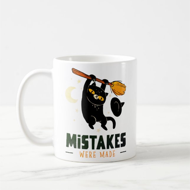 Mistakes Were Made Halloween Mug – Funny Black Cat (Left)