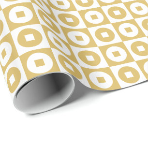 Misted Yellow and White Square Circle Wrapping Paper