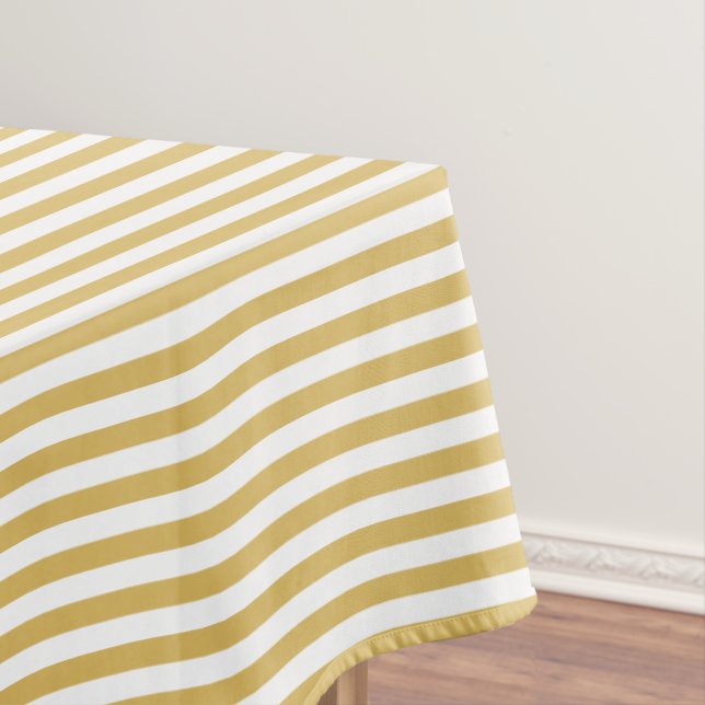 Misted Yellow and White Stripe Tablecloth (In Situ)