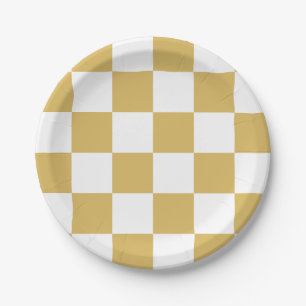 Misted Yellow/White Chequered Paper Plate
