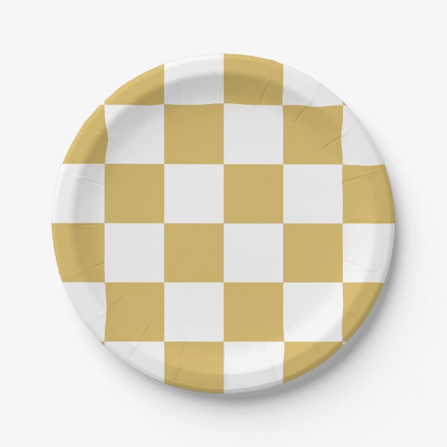 Misted Yellow/White Chequered Paper Plate (Front)
