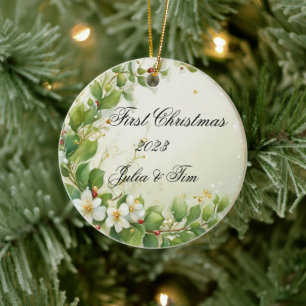 Mistelzweige, wasserfarben pastell Gemälde Ceramic Ornament