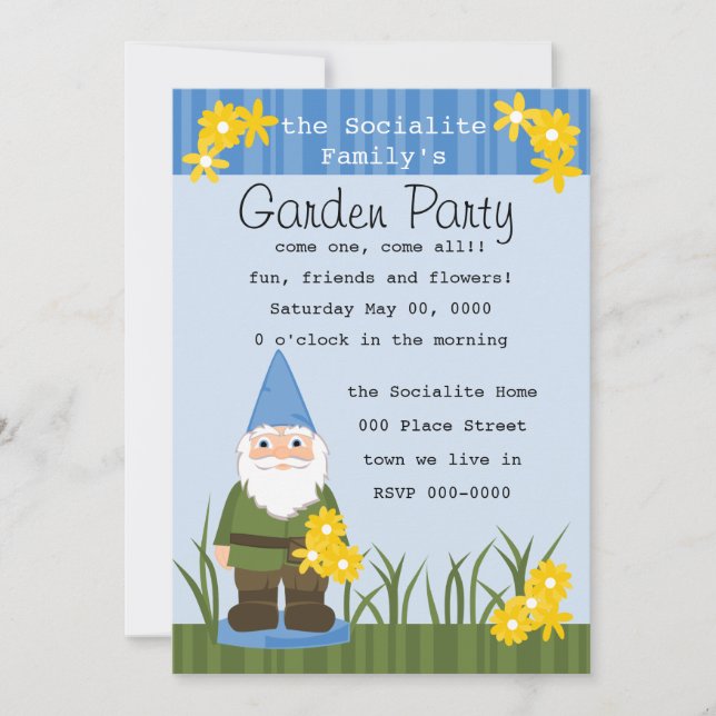 Mister Garden Gnome Invitation (Front)