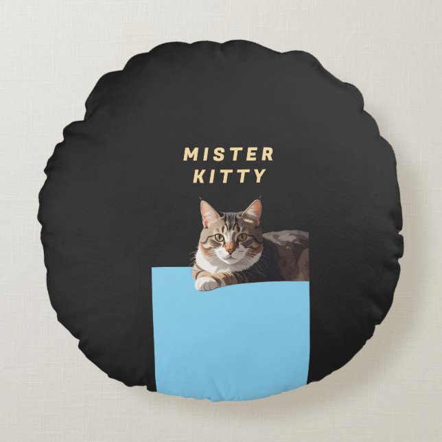 Mister Kitty – Cute Cat Character Design Round Cushion (Front)