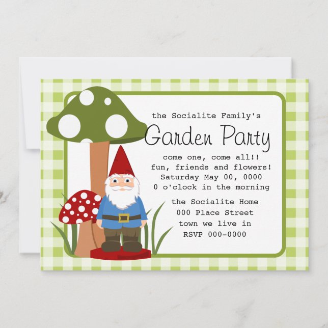 Mister Mushroom Garden Gnome Invitation (Front)