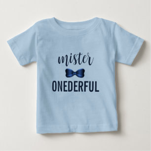 Mister Onederful Bow Tie 1st Birthday Baby T-Shirt