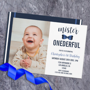 Mister Onederful Bow Tie 1st Birthday Invitation