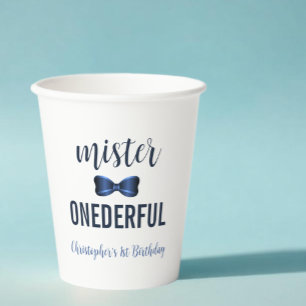 Mister Onederful Bow Tie 1st Birthday Paper Cups