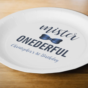 Mister Onederful Bow Tie 1st Birthday Paper Plate