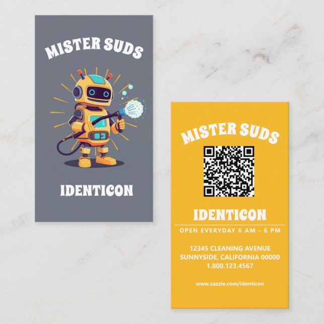 MISTER SUDS WASH with QR code Business Card (Front/Back)