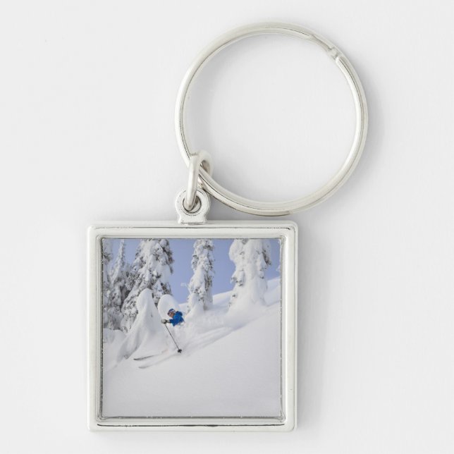 Mistie Fortin skis powder Key Ring (Front)