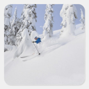 Mistie Fortin skis powder Square Sticker