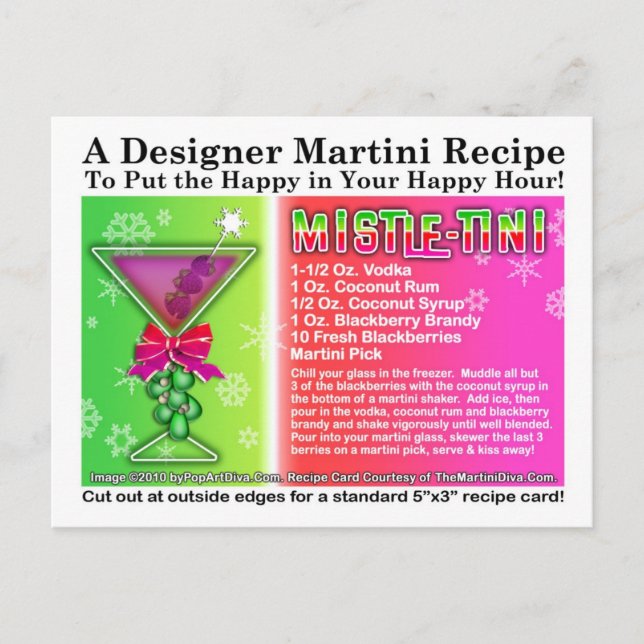 Mistle-Tini Christmas Martini Recipe Postcard (Front)