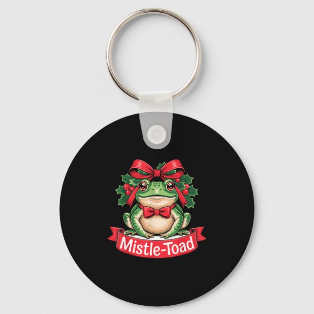 Mistle-toad Funny Christmas Toad Pun  Key Ring (Front)