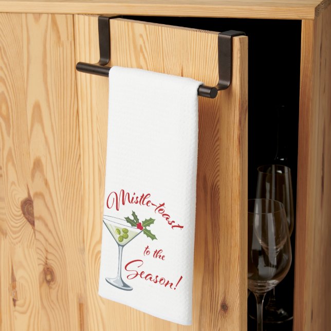Mistle-toast to the Season Christmas Hand Towel (Thirds Fold)