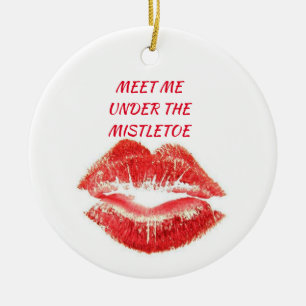 MISTLE TOE / MERRY CHRISTMAS ON OTHER SIDE CERAMIC ORNAMENT