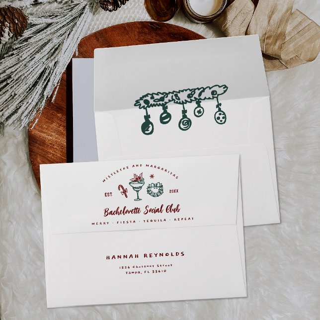 Mistletoe and Margaritas | Christmas Bachelorette Envelope (Creator Uploaded)