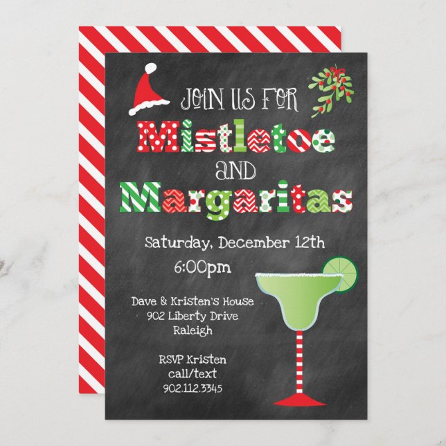 Mistletoe and Margaritas Christmas Party Invitation (Front/Back)