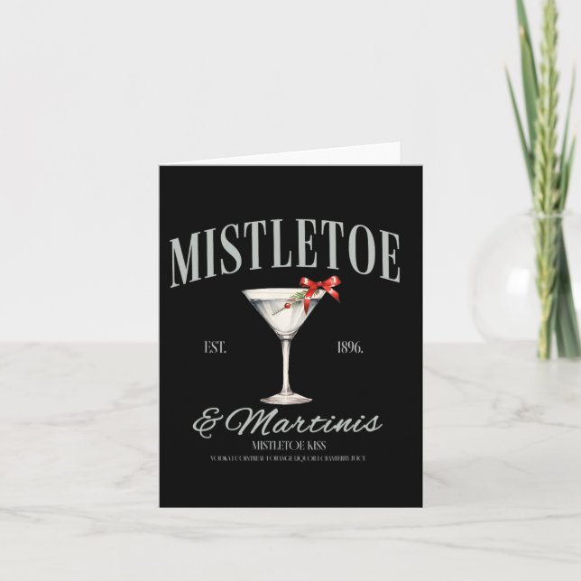 Mistletoe And Martinis Tail Christmas Espresso Mar Card (Front)