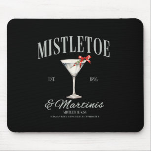 Mistletoe And Martinis Tail Christmas Espresso Mar Mouse Pad